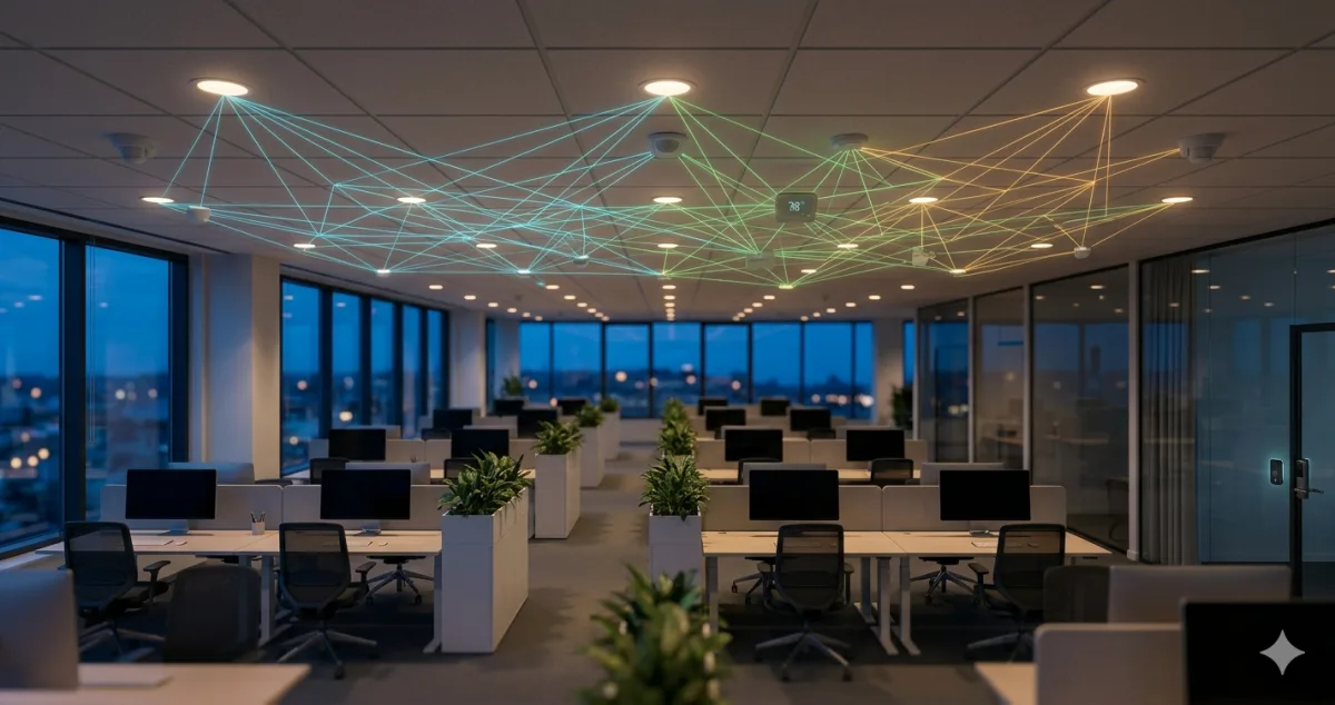 Comparison of Bluetooth Mesh versus Thread versus Matter protocol stacks for commercial building, smart home, and industrial IoT deployments in 2026 with latency range and interoperability